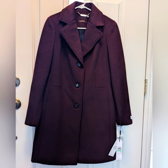 CK CASHMERE Wool Blend Coat NEW Size 8 Red Calvin Klein - Picture 16 of 16